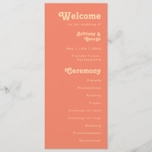 Programme Rétro moderne   Coral Cream Wedding Program