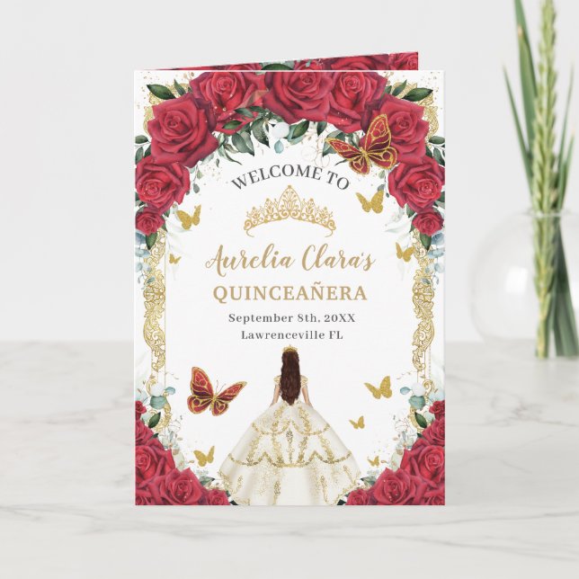 Programme Robe blanche de Flore rouge Quinceañera Ordre des  (Devant)