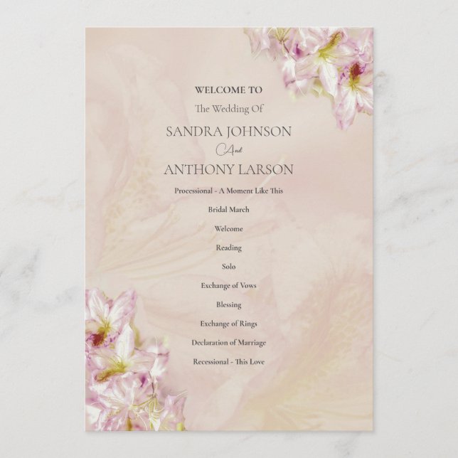 Programme Rose Gold Azalea Mariage (Devant)
