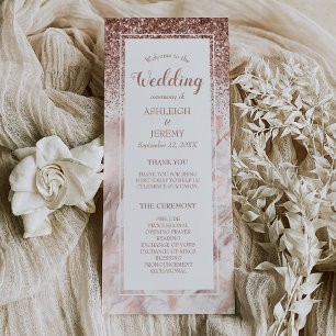 Programme Rose Gold Faux Parties scintillant Marbre Script M