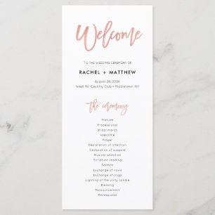 Programme Rose Gold Sweet Fairytale Mariage Ceremony Program