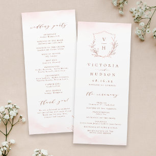 Programme Rose or simple crête botanique monogramme mariage