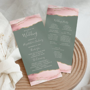 Programme Rose Pâle Or Agate Vert Sauge Mariage