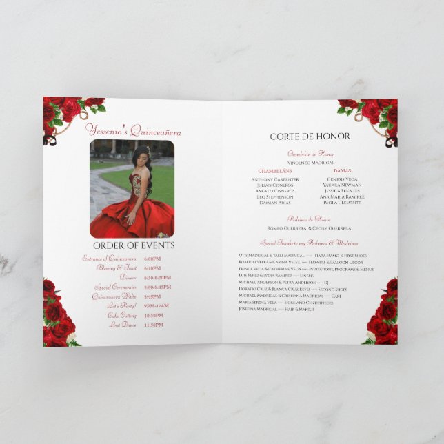 Programme Rose rouge Mariachi Charro Quinceanera Photo (Intérieur)