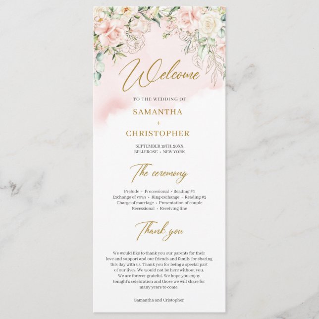 Programme Roses rose rousse rustique eucalyptus faux or (Devant)