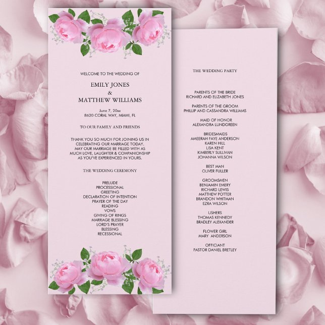 Programme Roses roses parfumées, Cérémonie Mariage (Créateur téléchargé)