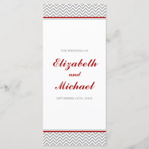 Programme rouge et gris de mariage de Chevron