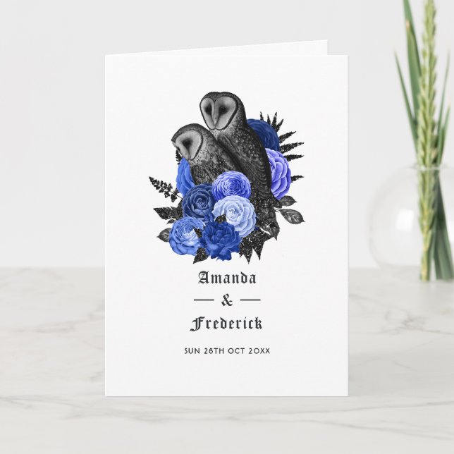 Programme Royal Blue Floral Owls Mariage gothique (Devant)