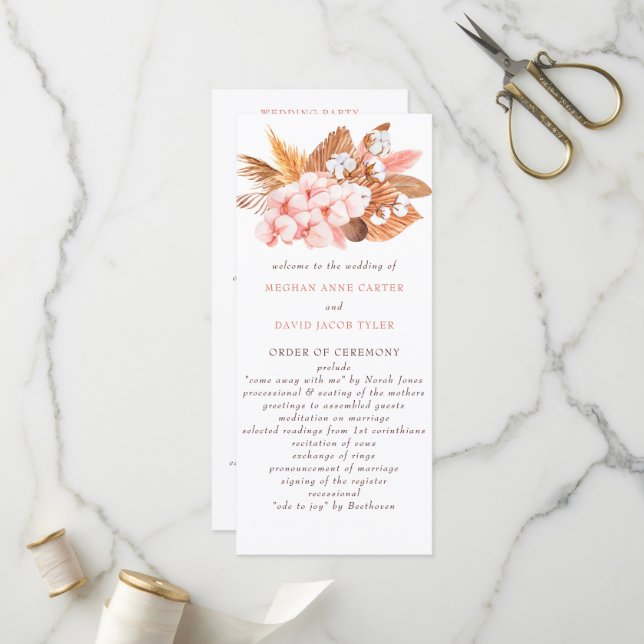 Programme Russe Boho Pampas Orchidées Mariage de fond de cot (Devant/Arrière en situation)
