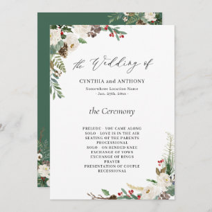 Programme Russe Floral hiver Holly Berries Mariage