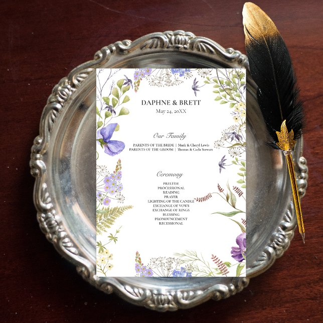 Programme Russe Lavande et Fleur sauvage Sage Mariage blanc (Rustic Lavender & Sage Wildflowers White Wedding Program)