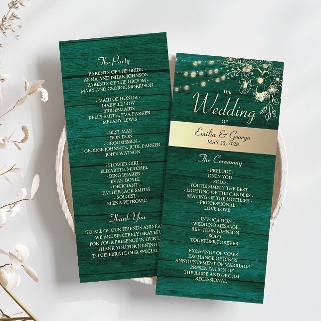 Programme Rustic Emerald Green Mariage (Créateur téléchargé)