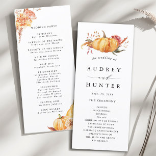Programme Rustic Fall Gold Floral Citrouille Mariage
