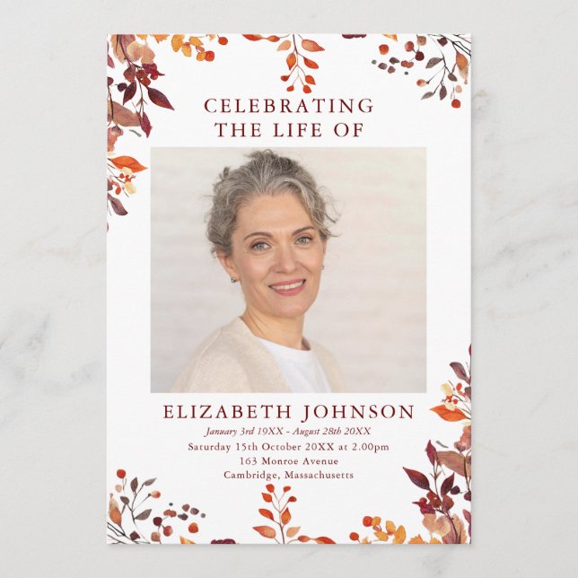 Programme Rustic Fall Memorial Funeral Ordre du service (Devant)