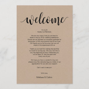 Programme Rustic Kraft Mariage Welcome and Itinercard