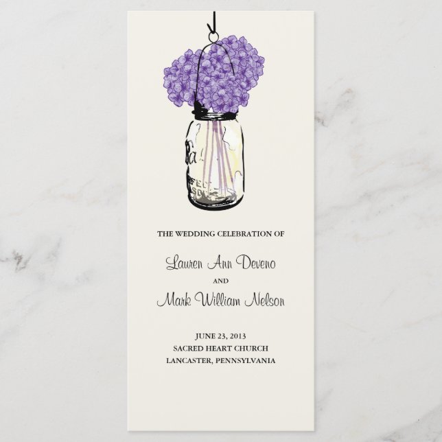 Programme Rustic Mason Jar et Hydrangeas (Devant)
