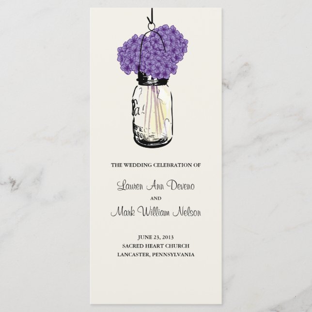 Programme Rustic Mason Jar et Hydrangeas (Devant)