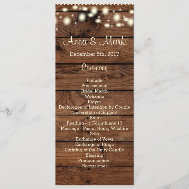 Programme Rustic Wedding Program, Wedding Program, Rustic Ra (Devant)