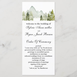 Programme Rustique Aquarelle Montagnes Pine Mariage d'hiver