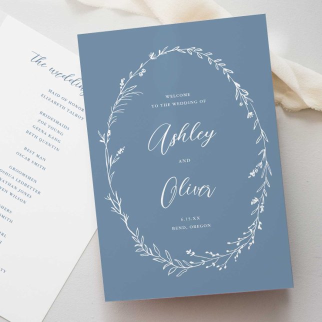 Programme Rustique Dusty Blue Boho Fleur sauvage Mariage de  (Créateur téléchargé)