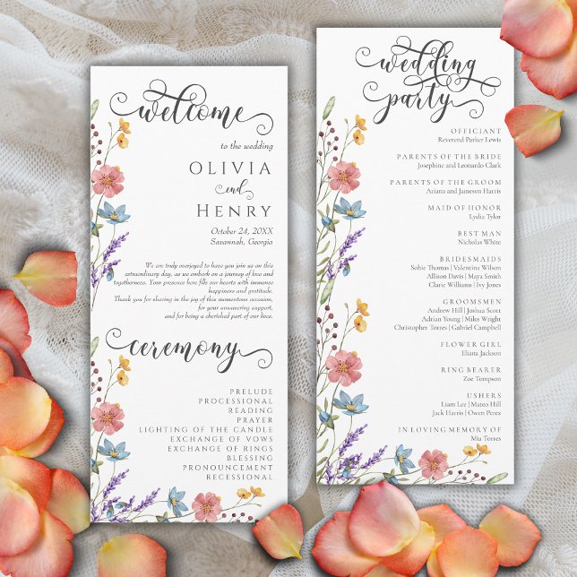 Programme Rustique Elegant Fleur sauvage Garden Wedding Prog (Créateur téléchargé)