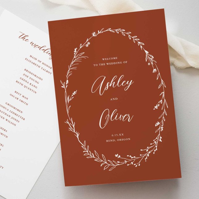 Programme Rustique Fleur sauvage en terre cuite Boho Mariage (Créateur téléchargé)