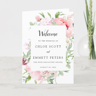Programme Rustique Rose Floral Photo Wedding