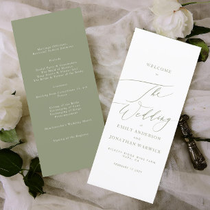 Programme Sage Green Le Mariage Moderne Calligraphie Mariage