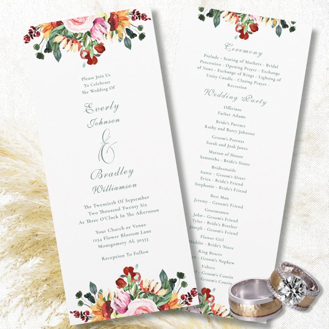 Programme Sage Green Rust Yellow Orange Floral Wedding (Créateur téléchargé)
