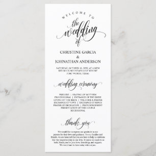 Programme Script noir moderne, cérémonie Mariage