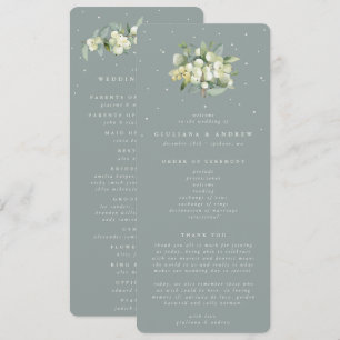 Programme Seafoam Green Snowberry+Eucalyptus Bouquet Mariage