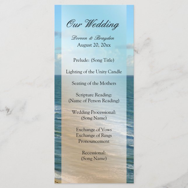 Programme Seascape Beach Mariage Océan Bleu (Devant)