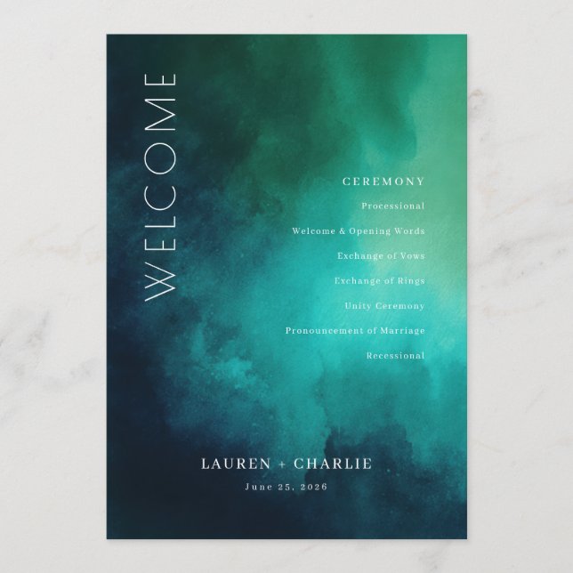 Programme Serene Teal Watercolor Waves (Devant)