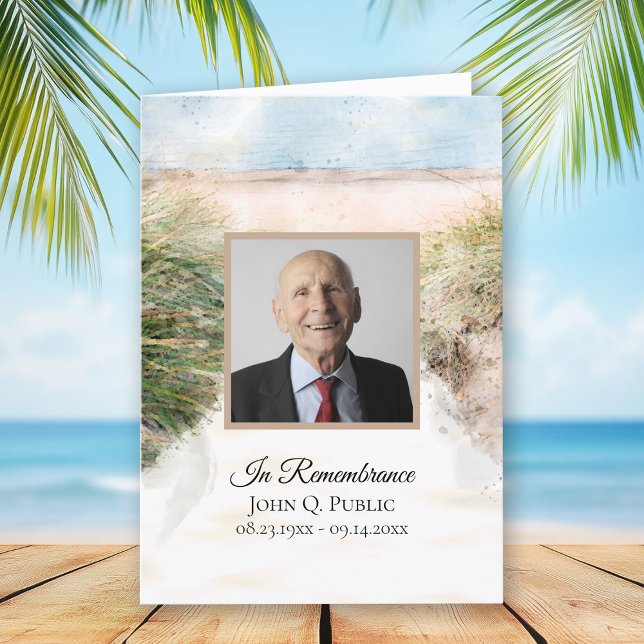 Programme Service funéraire d'aquarelle de plage naturelle p (Créateur téléchargé)