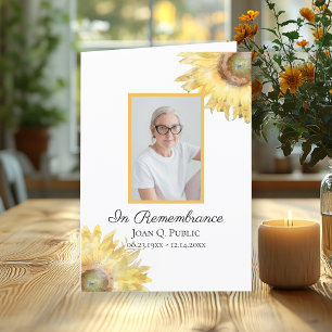 Programme Service funéraire d'aquarelle de tournesol jaune p