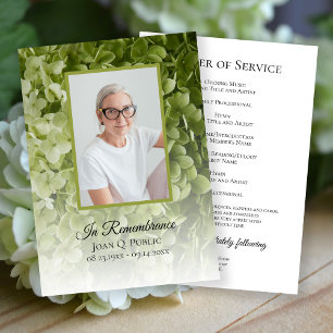Programme Service funéraire floral d'Hydrangea vert