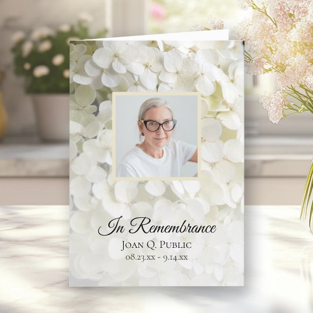 Programme Service funéraire Floral Hydrangea Blanc Plié (Créateur téléchargé)