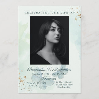 Programme Services funéraires aux papillons d'aquarelle vert