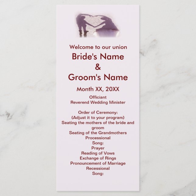 Programme Silhouette de couple nuptiale Coeur en Mariage de  (Devant)