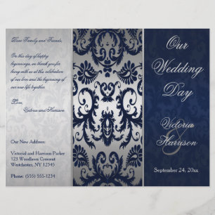 Programme Silver and Navy Blue Mariage damassé