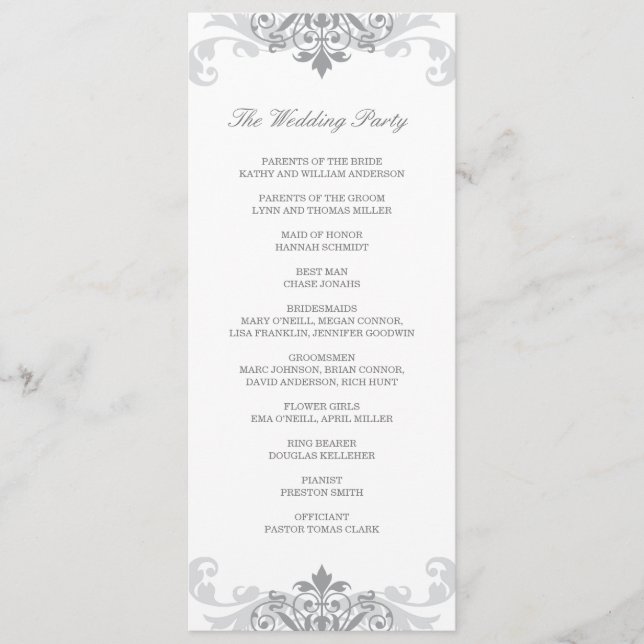 Programme Silver Grey Elegant Ironwork Détails Mariage (Devant)