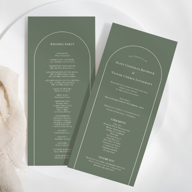 Programme Simple Boho Arch Sage Green Mariage plat (Créateur téléchargé)