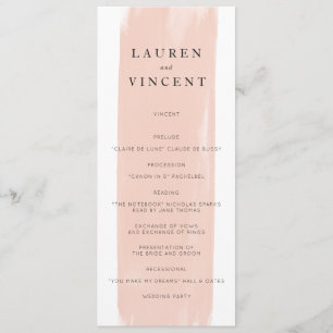 Programme simple de mariage d'aquarelle