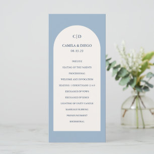 Programme Simple Dusty Blue Monogram Arch Mariage moderne