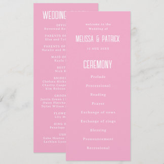 Programme Simple Moderne Élégante Mariage Rose