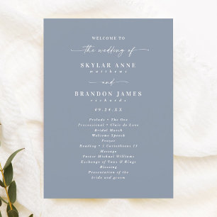 Programme Simple Solid Dusty Blue Wedding Ceremony Program