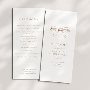 Programme Simple Vintage Coquette Bow Mocha Wedding Programm
