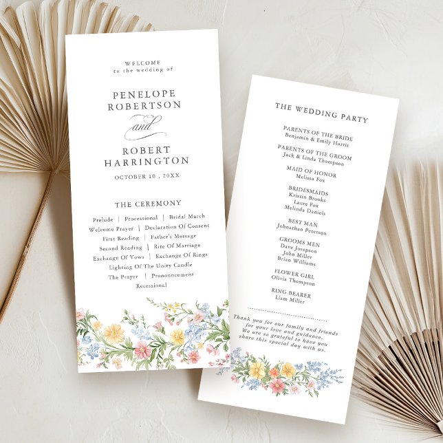 Programme Soft Pastel Ornate Spring Garden Floral Mariage (Soft Pastel Ornate Spring Garden Floral Wedding Program)
