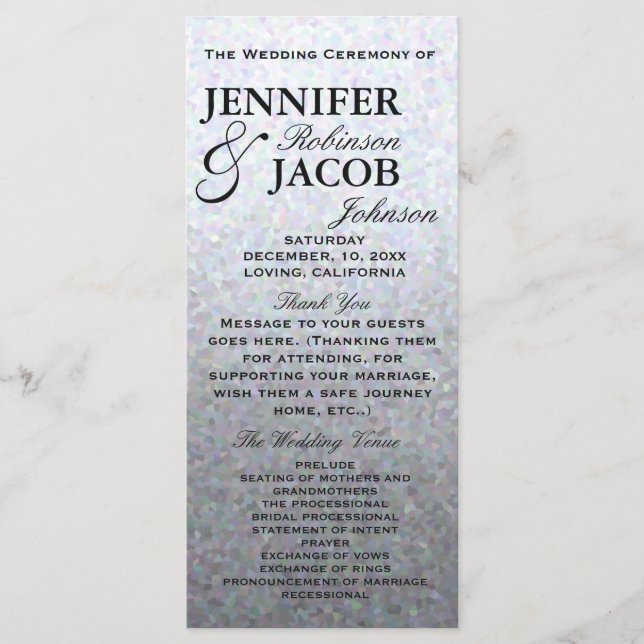 Programme Soft Silver Pastel Wedding (Devant)