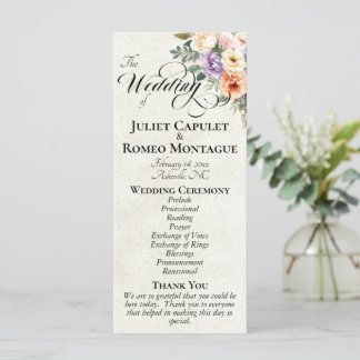 Programme Spring Floral - Cream Wedding
